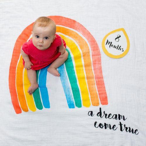 Lulujo - Baby's First Year Gift Set - Cotton Swaddle & Cards -A Dream Come True