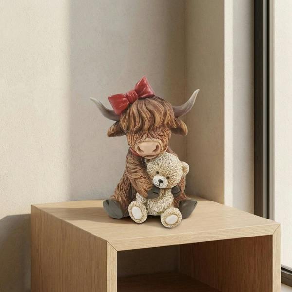 Garden Greatness Highland Cow and Teddy Bear Figurine