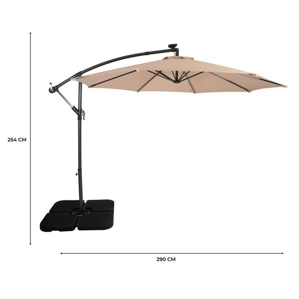 Jardi LED Cantilever Parasol 3m With Square Base – Beige