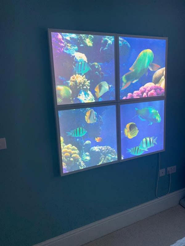 ENER-J Set of 4 40W 2D Ocean Marine Ceiling Light Set of 4 SKY Panel 60x60cms LED Light Cool Ultra Thin Panel, 6500K