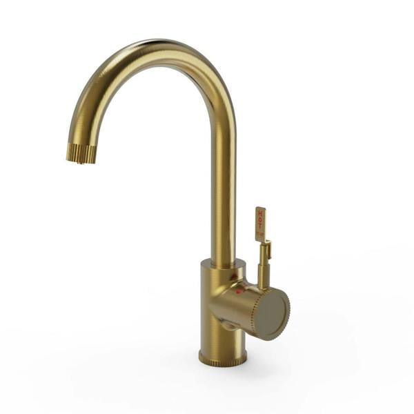 Flode kraft Solo | Industrial Style Single Lever 3 in 1 Instant Boiling Tap | Brushed Gold Finish
