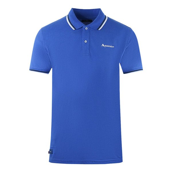 Aquascutum Twin Tipped Collar Brand Logo Polo Shirt - Royal Blue