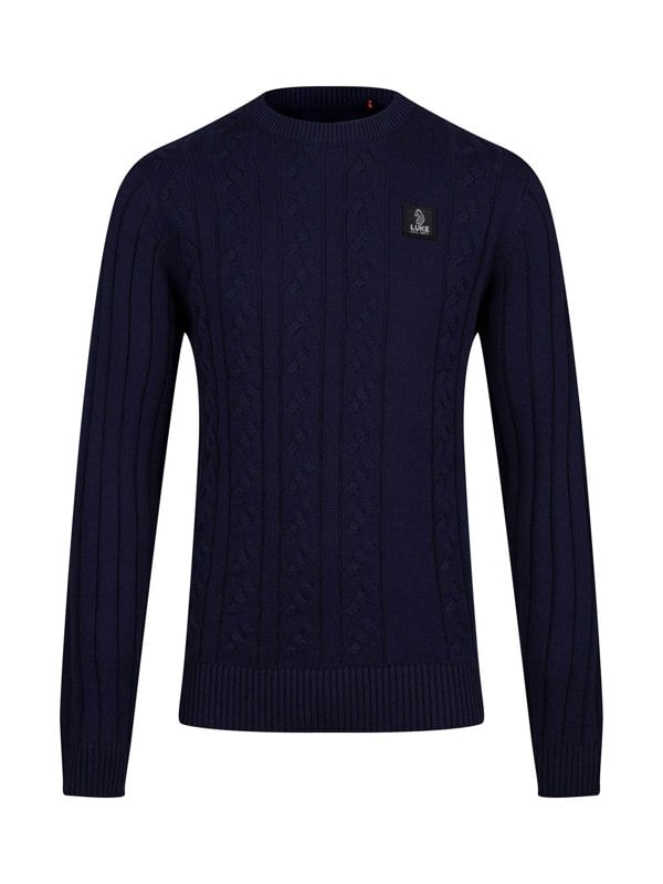 Luke 1977 Mitcham Cable Knit Jumper - Navy