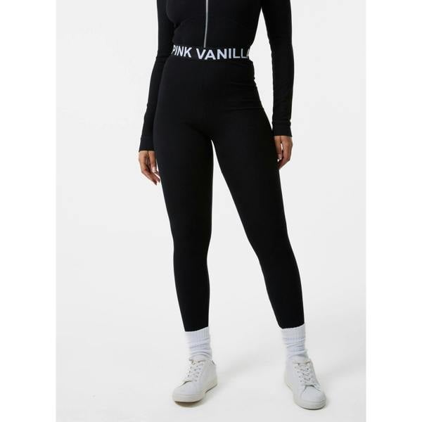 Pink Vanilla Ribbed Leggings With Logo Band