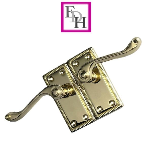 EDH Door Hardware Georgian Style Scroll Brass Finish Door Handles – Internal Door Handles