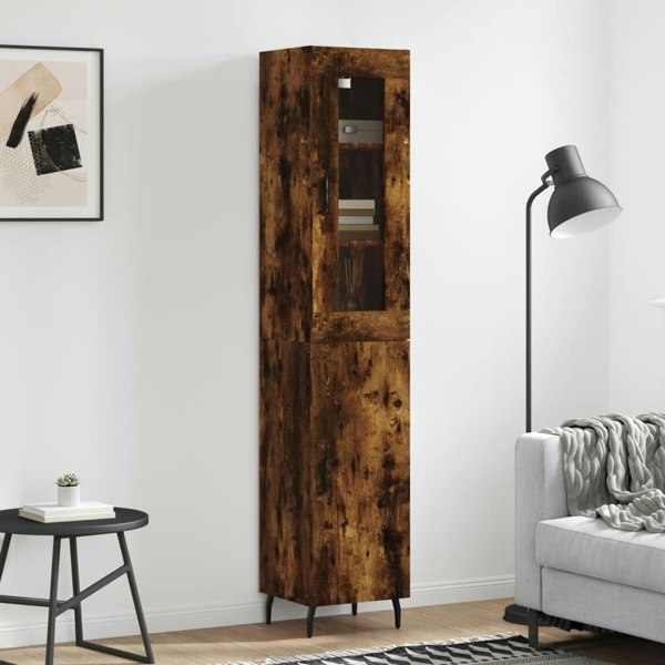 Berkfield Highboard Smoked Oak 34.5x34x180 cm Engineered Wood