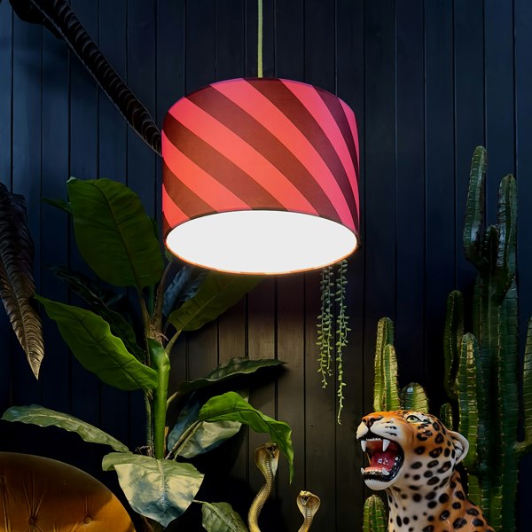 love frankie Helter Skelter lampshade in raspberry ripple