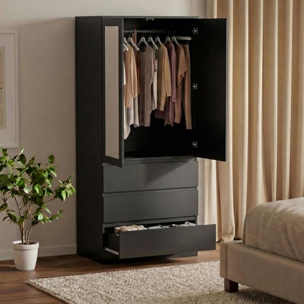 Vida Designs Denver 2 Door 3 Drawer Mirrored Wardrobe