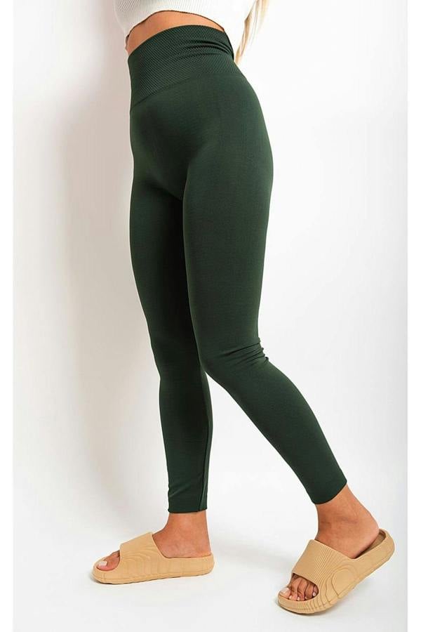 Elaine High Waist Tummy Compression Slimming Leggings - Khaki