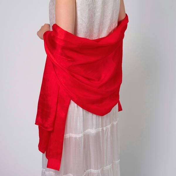 Bright Red Silk Scarf – Hand-Dyed Mulberry Silk, Christmas Gift & Wedding Wrap