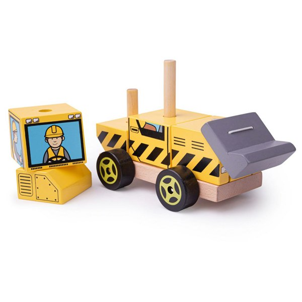 Bigjigs Toys Wooden Stacking Bulldozer Toy And Puzzle