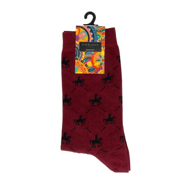 Embassy London Footsie - Bordeaux - Women's cotton crew socks UK 3 to 7 in burgundy