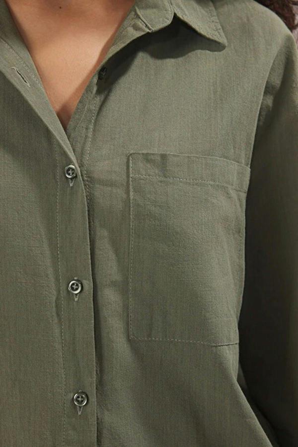 WOVCOR Linen Look Oversized Woven Shirt