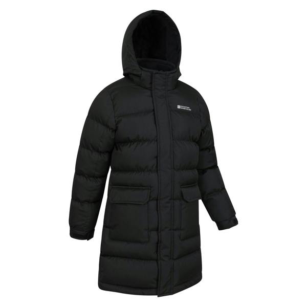 Mountain Warehouse Childrens/Kids Water Resistant Longline Padded Jacket - Black - 