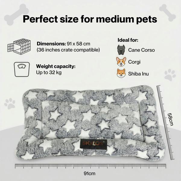 Skylos Dog Bed Pet Cat Cushion Crate Mat Arctic Fleece Extra Large Anti-slip