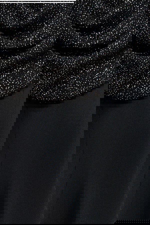 Sparkle Chiffon Cowl Bardot Skater Midi Dress - Black DR4721