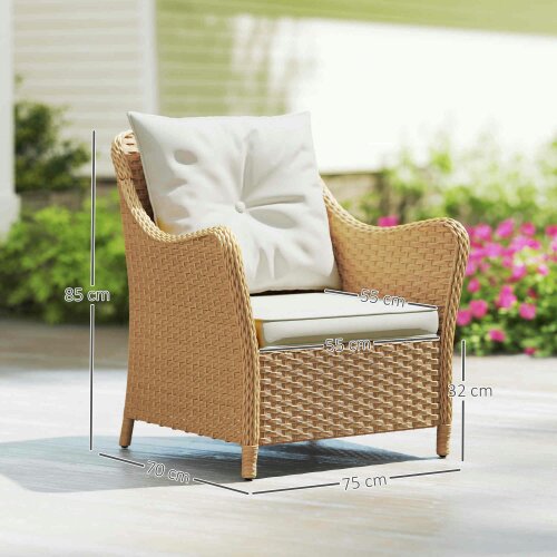 Wyld Haus Rera Rattan Beige Set Of 2 Outdoor Armchairs With Cushions Armrests And High Back