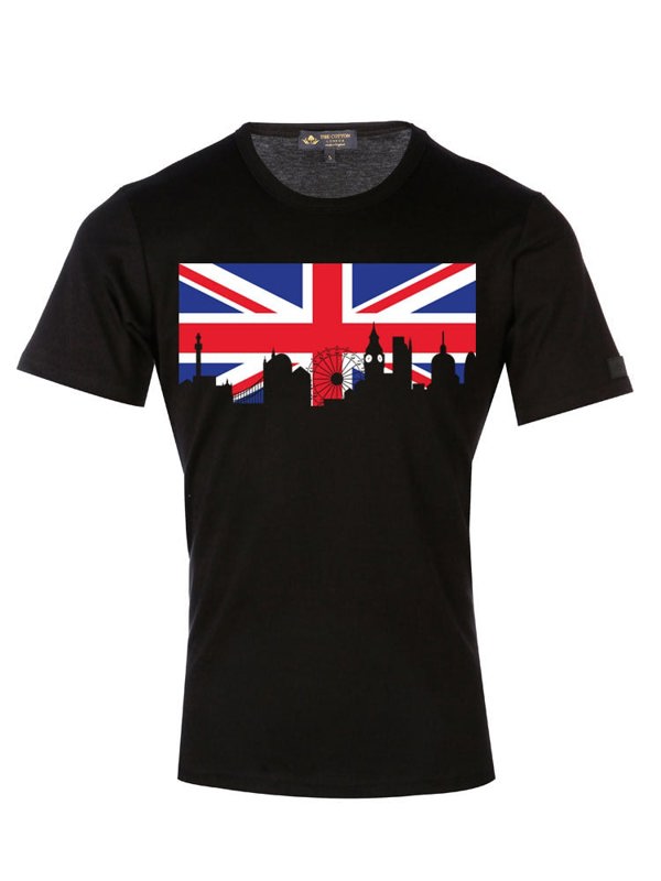 TCL Supima Cotton Graphic Slogan London city Black T-shirt