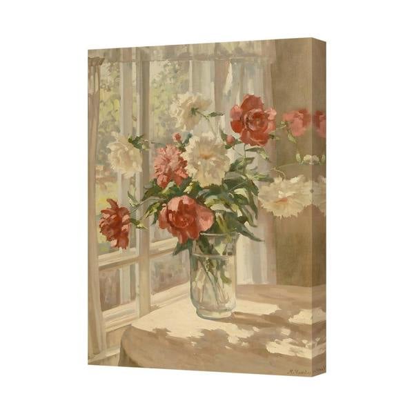 Benjamin Tate Design Floral Vase by Window Light Canvas Art Print on Gallery Wrapped Canvas