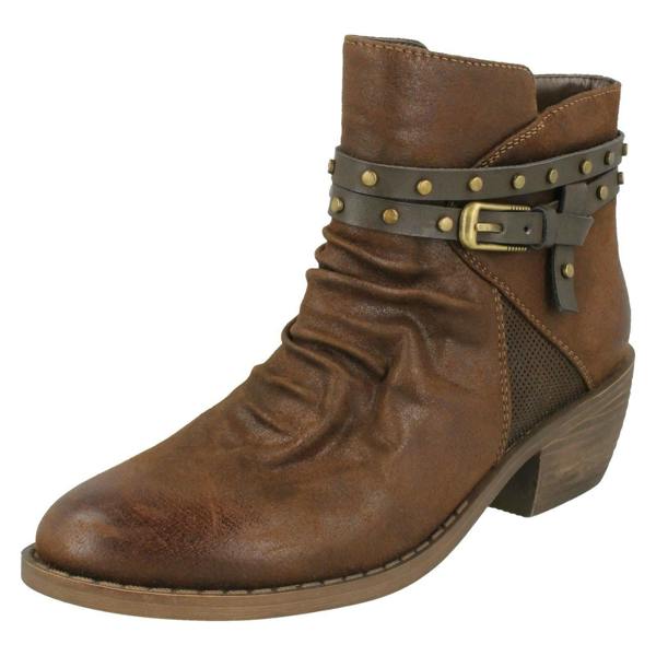 Down to Earth Ladies Down To Earth Rouched Ankle Boots F50948