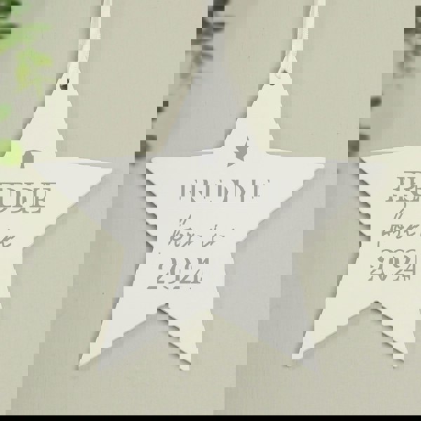 Personalised Memento Company Personalised Born In Wooden Star Decoration