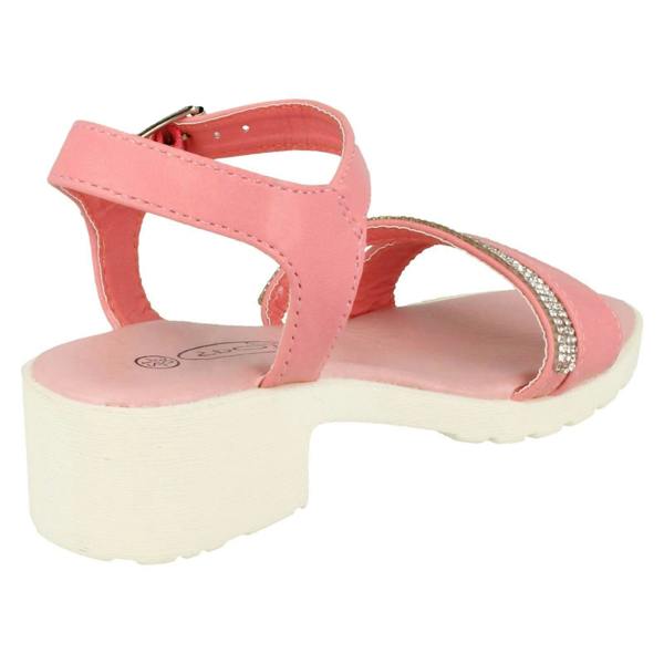 Spot On Girls Spot On Mid Heel Diamante Strap Ankle Buckle Sandal