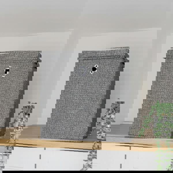 JVL Chroma Foldable Fabric Storage Cube with Lid for Home Organisation, Grey