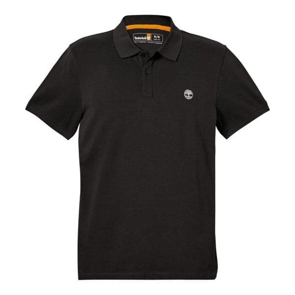 Timberland Mens Oyster River Logo Short-Sleeved Polo Shirt - Black