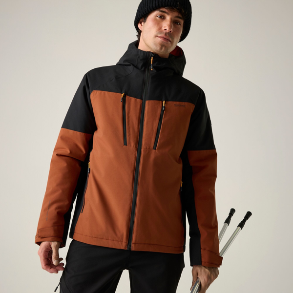 Regatta Mens Highton Two Tone Waterproof Stretch Insulated Jacket - Burnt Henna/Black