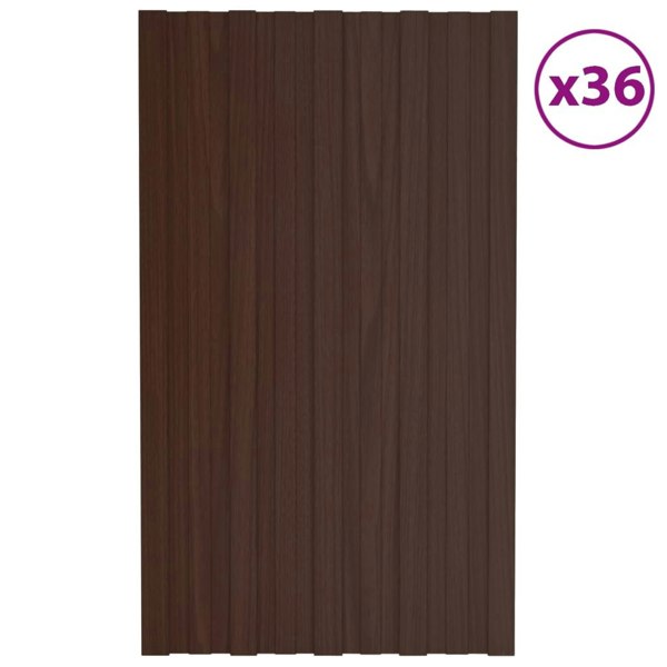 Berkfield Roof Panels 36 pcs Galvanised Steel Brown 80x45 cm