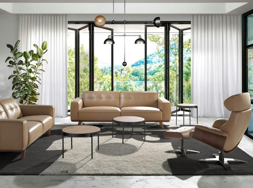 Angel Cerdá Round Corner Table Rattan, Black Wood and Black Steel 2109