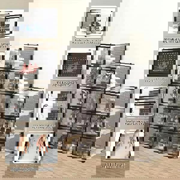 Living and Home 12pcs Stackable Shoe Storage Box Organiser Black