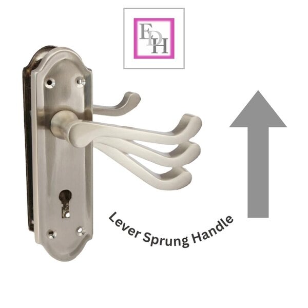 EDH Door Hardware Premium Satin Nickel Internal Lock Door Handle Set+3 Lever Mortice Sash Lock, 2 Pairs