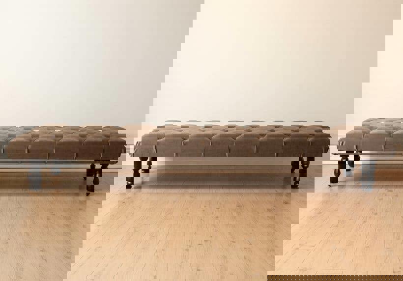 Luxury velvet Chesterfield ottoman with memory foam cushion - ISTOOLS