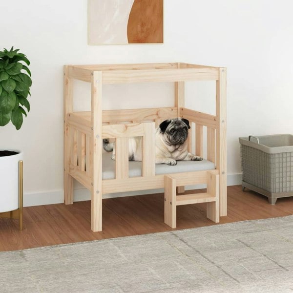 Berkfield Dog Bed 65.5x43x70 cm Solid Wood Pine