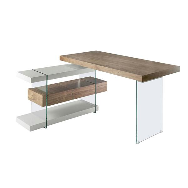 Angel Cerdá Tempered glass desk with wooden top 3002/3003