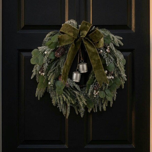 Garden Greatness Embrace Faux Pine Snowy Bells Wreath