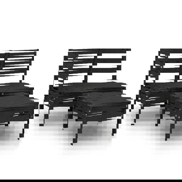 Berkfield 3 Piece Garden Lounge Set Solid Pinewood Black