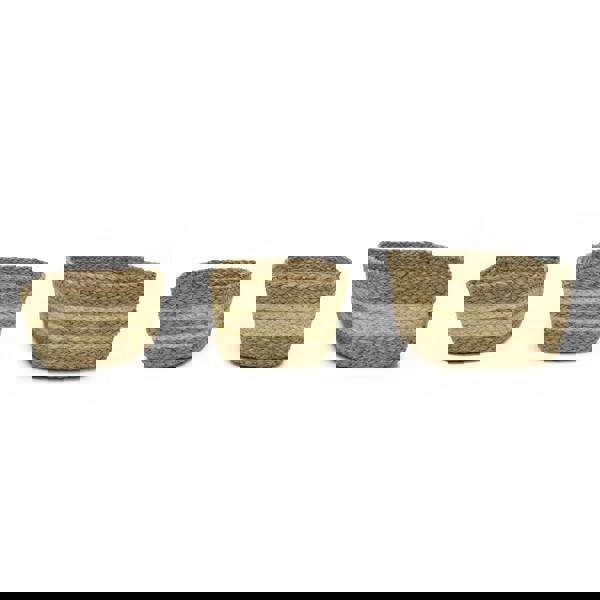 JVL Palma Natural Woven Storage Baskets for Home Organisation, Set of 3, Brown