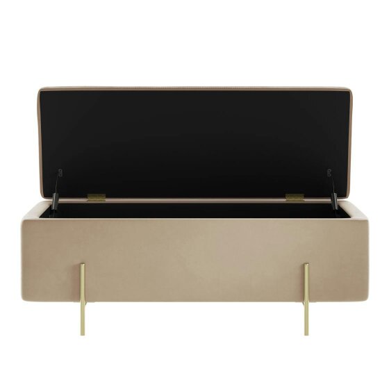 Wyld Haus Elowen Rectangle Storage Ottoman Bench Cream Boucle Gold Metal Legs