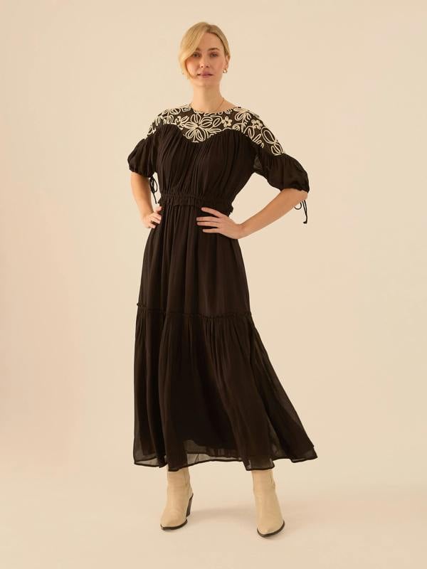 Rose & Nancy Rhea Black Lace Maxi Boho Dress