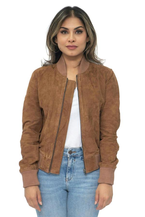 Infinity Leather Womens MA-1 Suede Bomber Jacket-Arnhem