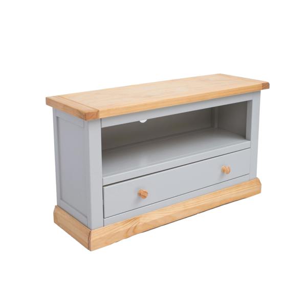 Cabinet Bits Bomporto Light Grey 1 Drawer TV Cabinet Wood Knob