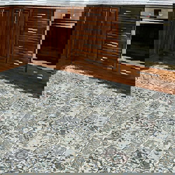 WALPLUS WFS6008 - Vintage Blue Azulejo Tiles Floor Sticker 120cm x 60 cm