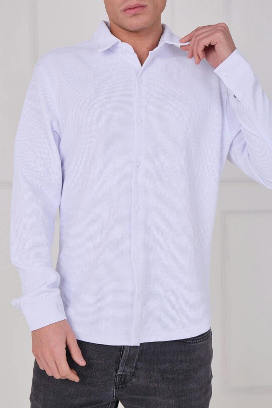 Men's Textured Button-Up Shirt