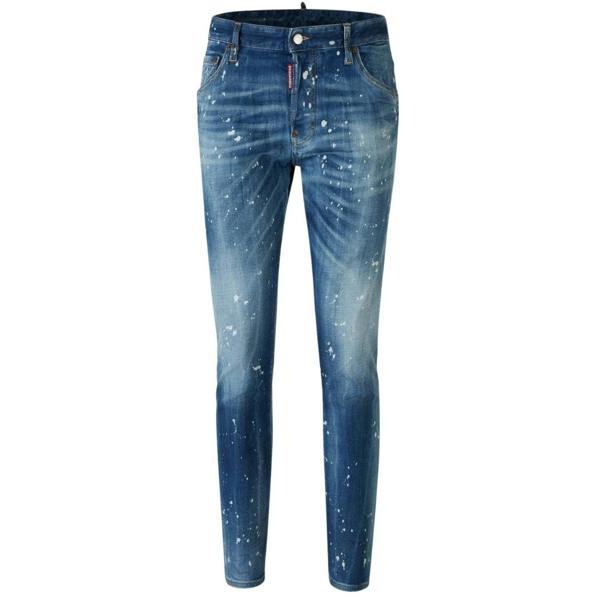 DSQUARED2 Skater Jean Faded Bleached Splash Effect Blue Jeans W34