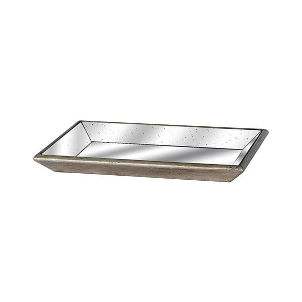 Astor Distressed Mirrored Tray With Wooden Detailing - Gold - 