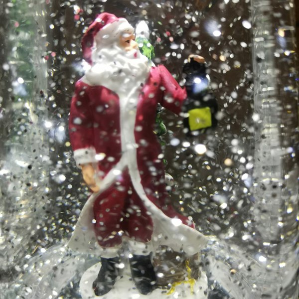 Samuel Alexander 24cm Christmas Water Spinner Antique Gold Effect Hurricane Lantern Style  with Santa Scene