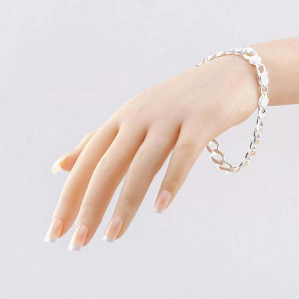 T. H. Baker Sterling Silver 8.5 Inch Curb Chain Bracelet SGCB-960-AG-8.5