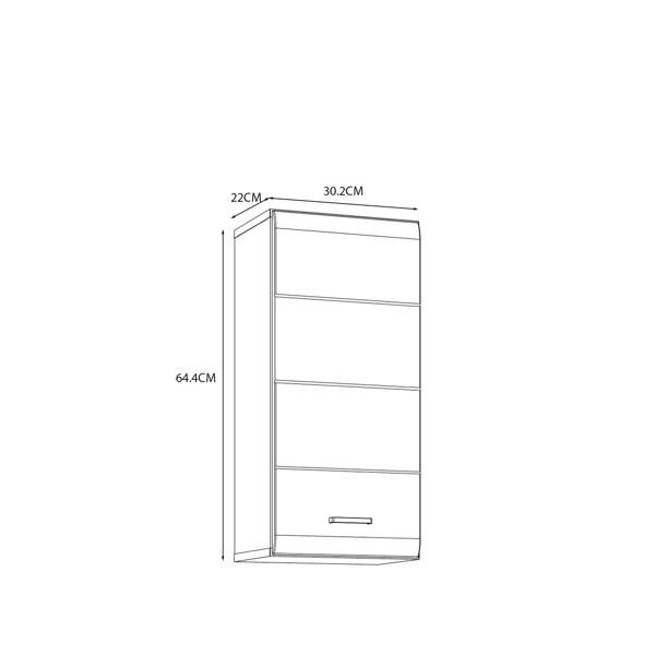 Furniture To Go Ice Cave Hanging Storage Cupboard with 1 Door & Silver Handle in White with White Gloss Door